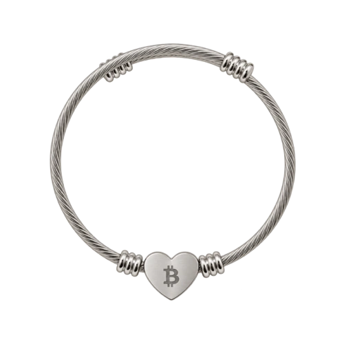Bitcoin Heart Cuff Bracelet