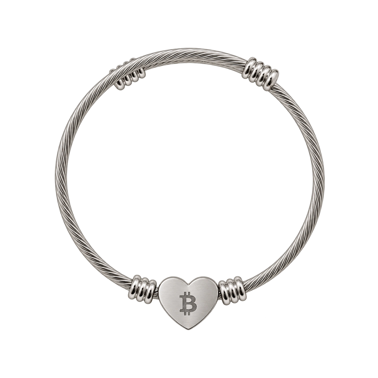 Bitcoin Heart Cuff Bracelet