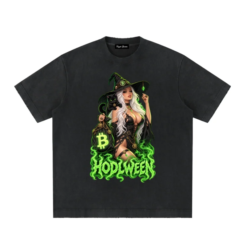 Hodlween X Bitcoin Diva Witch Heavyweight Vintage T Shirt Crypto Goodies