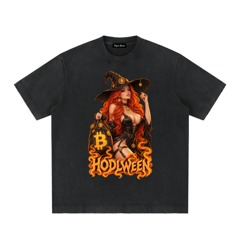 Hodlween X Bitcoin Diva Witch Ii Heavyweight Vintage T Shirt Crypto Goodies