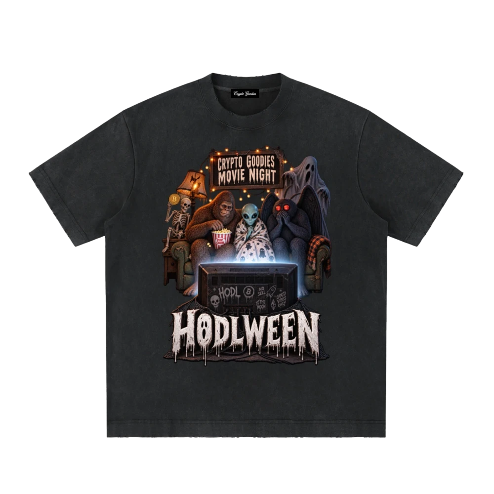 Hodlween x Crypto Goodies Movie Night Heavyweight Vintage T-Shirt