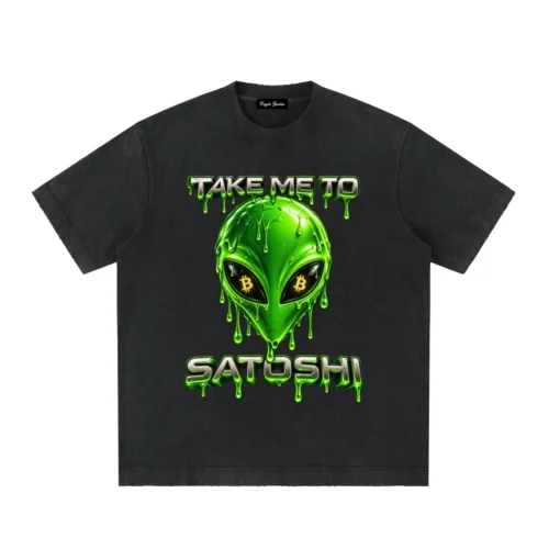 Take Me To Satoshi Heavyweight Vintage Washed Frayed T-Shirt