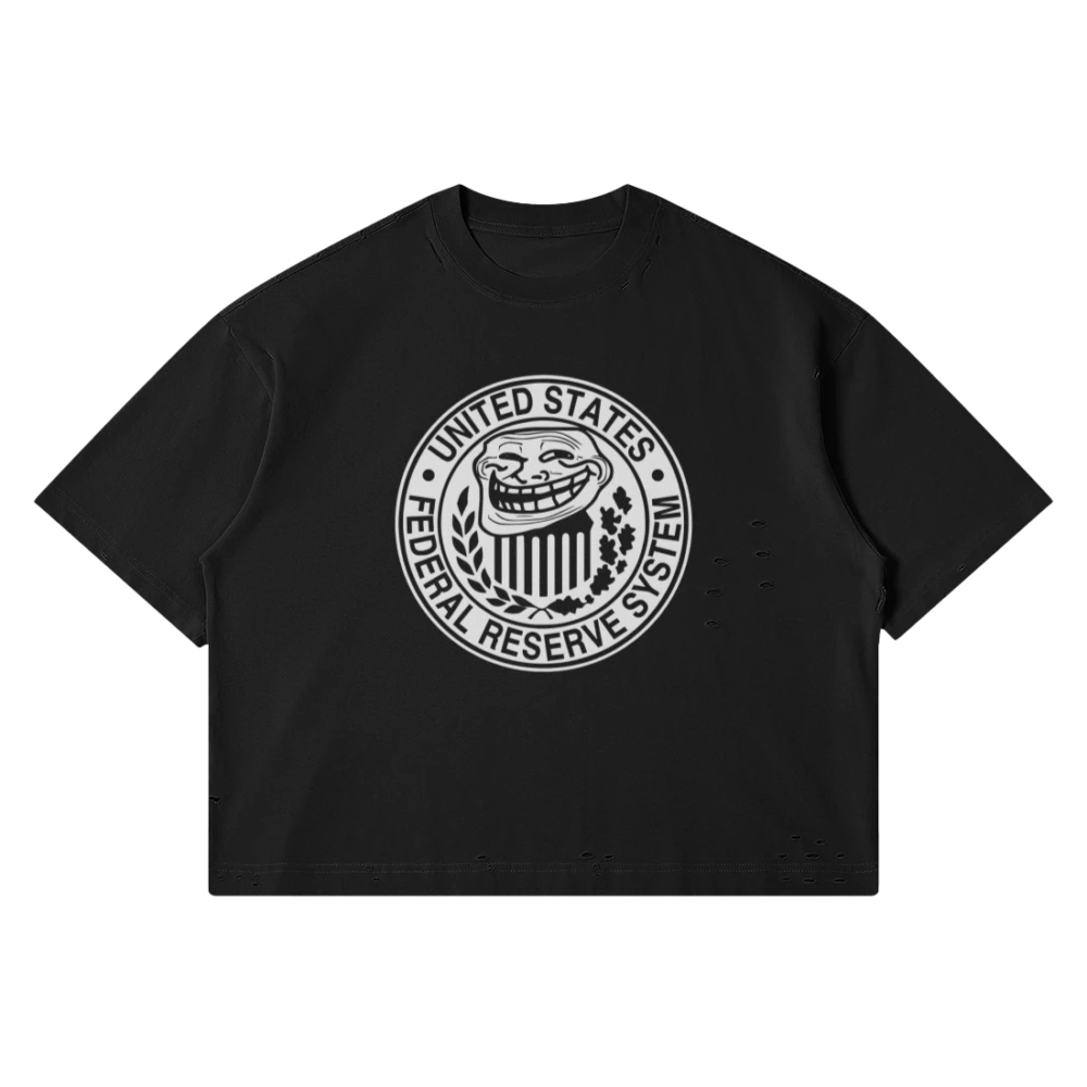 Troll Federal Reserve Distressed Oversized Tee